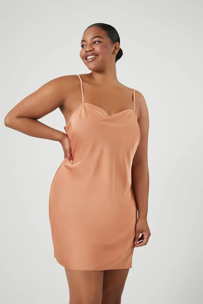 Satin Cowl Mini Slip Dress