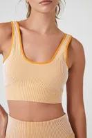 Women's Seamless Ribbed Sports Bra in Gold/Vanilla Large