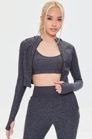 Women's Active Zip-Up Cropped Hoodie in Black, XS