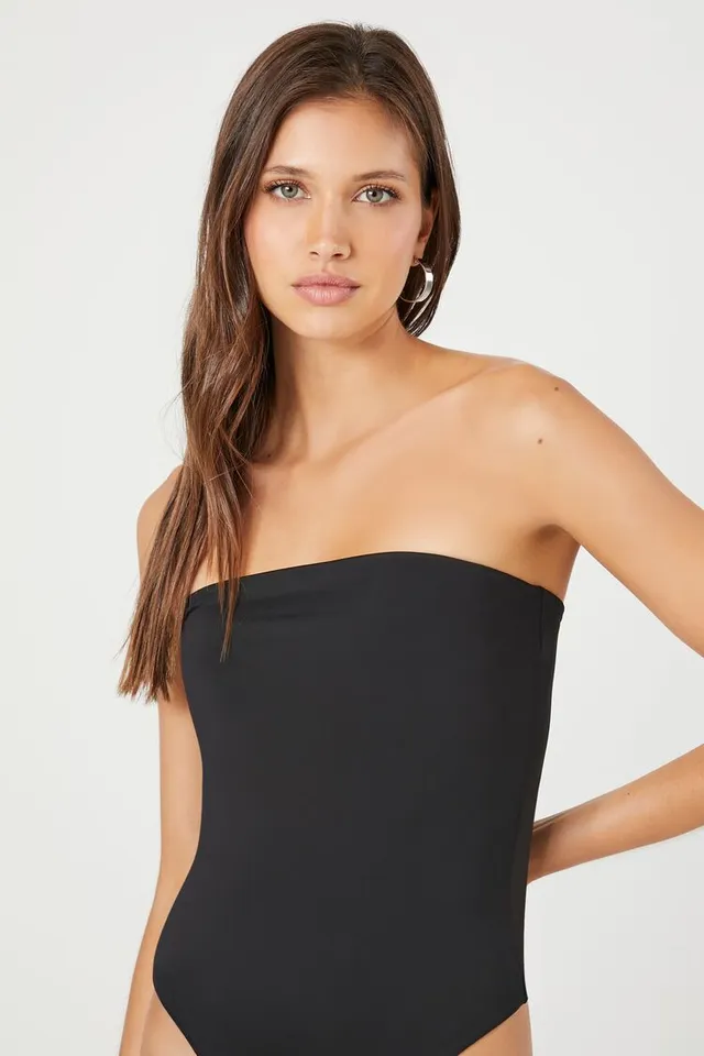 Forever 21 Women's Reversible Cami Bodysuit in Black/Grey, XL