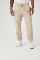 Men Drawstring Cargo Joggers in Taupe, XXL