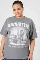 Women's Manhattan Graphic T-Shirt in Charcoal, 2X