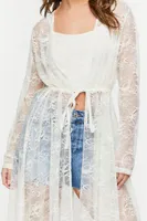 Women's Sheer Lace Longline Jacket in Birch Small