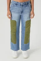 Women's Quilted Patchwork Straight-Leg Jeans in Light Denim, 26