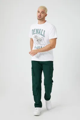 Men Drawstring Cargo Skinny Pants in Sea Green, XXL