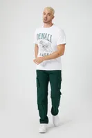 Men Drawstring Cargo Skinny Pants in Sea Green, XXL