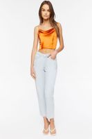 Women's Satin Cowl Neck Crop Top in Tangerine Large