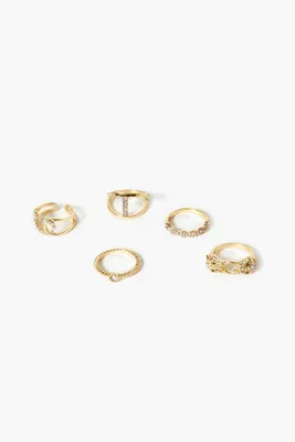 Women's Rhinestone Cutout Ring Set in Gold, 6