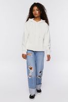 Women's Studded Flame Cutout Hoodie in Cream/Silver Large