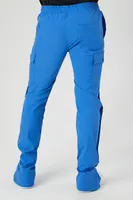 Men Snap-Button Cargo Joggers in Blue Large