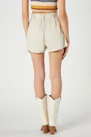 Women's Tie-Waist Paperbag Shorts in Natural Large