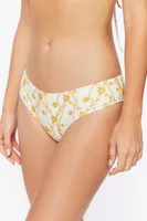 Women's Chain Print Cheeky Bikini Bottoms in White/Yellow Large