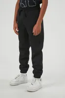 Kids Basic Drawstring Joggers (Girls + Boys) in Black, 13/14