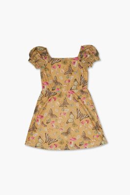 Girls Butterfly Print Dress (Kids) Yellow,