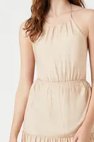 Women's Tiered Halter Midi Dress Oatmeal