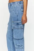 Women's Mid-Rise Denim Cargo Joggers in Medium Denim Small