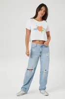 Women's Prince Peter Tom Petty Cropped T-Shirt in White Small