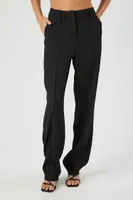 Women's High-Rise Straight-Leg Trousers in Black Large