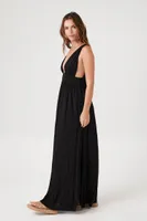 Women's Plunging Cutout Maxi Dress in Black Small