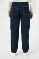 Men Seamed High-Rise Wide-Leg Jeans Dark Denim,