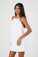 Women's Halter Shift Midi Dress in White Medium