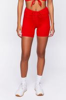 Women's Active Ruched Drawstring Biker Shorts in High Risk Red Small