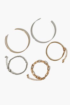 Women's Chain & Bangle Bracelet Set in Gold/Silver