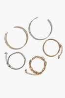 Women's Chain & Bangle Bracelet Set in Gold/Silver