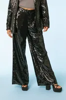 Women's Sequin Blazer & Pants Set in Black Large