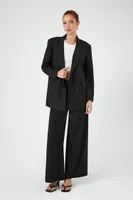 Women's Double-Breasted Notched Blazer in Black Small