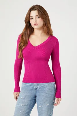 Women's Ribbed V-Neck Sweater