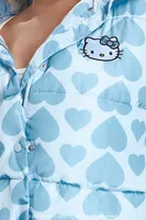 Women's Hello Kitty Puffer Jacket in Baby Blue, 1X