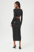 Women's Sequin Crop Top & Maxi Skirt Set Black