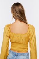 Women's Ruffle Smocked Crop Top Gold