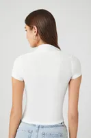 Women's Cropped Combo T-Shirt in White Medium