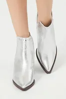 Women's Stud-Trim Faux Croc Booties in Silver, 6