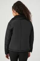 Women's Faux Fur-Trim Jacket in Black/Black Large