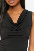 Women's Sleeveless Cowl Neck Top in Black Large