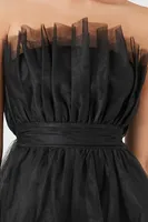 Women's Mesh Strapless Mini Dress in Black Large