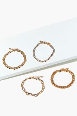 Women's Rhinestone Chain Bracelet Set in Gold