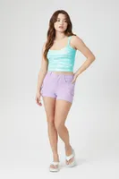 Women's Ribbed Tie-Dye Cropped Cami in Turquoise/White, XS