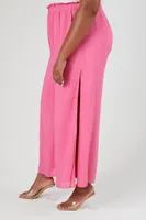 Women's Split Wide-Leg Pants in Hot Pink, 1X