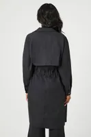 Women's Notched Tie-Front Trench Coat in Black Medium