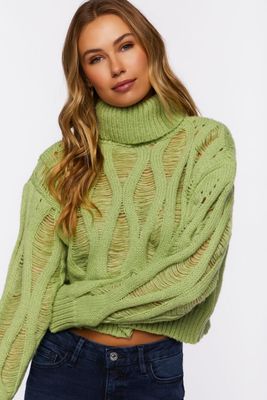 Women's Distressed Turtleneck Sweater