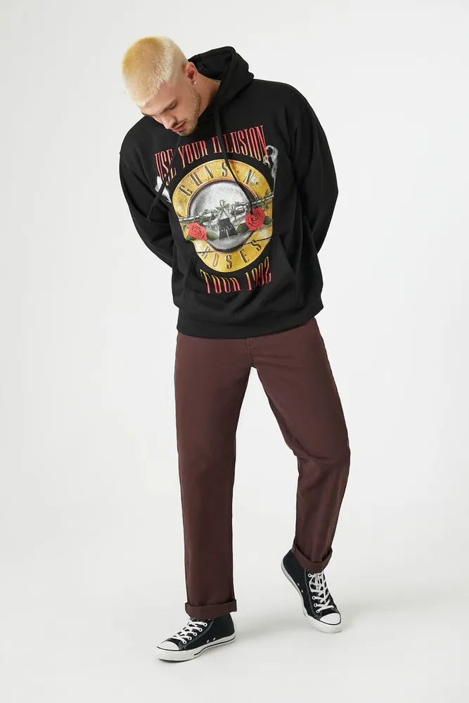 Men Guns N Roses Graphic Hoodie in Black Large