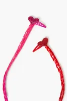Girls Heart Clip Hair Extension Set (Kids) in Pink/Red