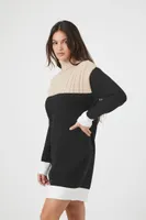 Women's Colorblock Sweater Mini Dress Black,