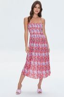 Women's Abstract Print Cami Midi Dress in Red Small