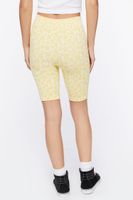 Women's Floral Print Biker Shorts in Yellow/White, S/M