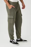 Men Drawstring Cargo Joggers in Olive, XXL